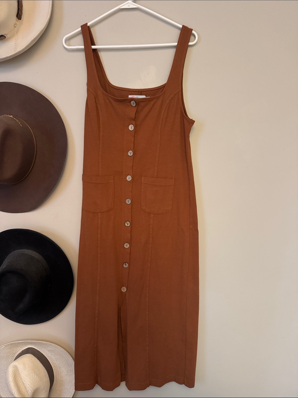 Free people 100% cotton Rust Brown Button-Front Women’s Tank Dress